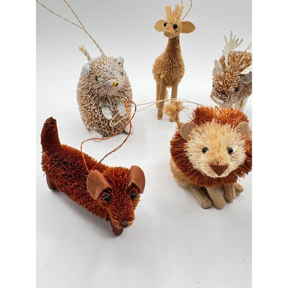 8 Buri Bristle Brush Christmas Animal Ornaments Elephants Owl Dog Lion & Other - Picture 2 of 4
